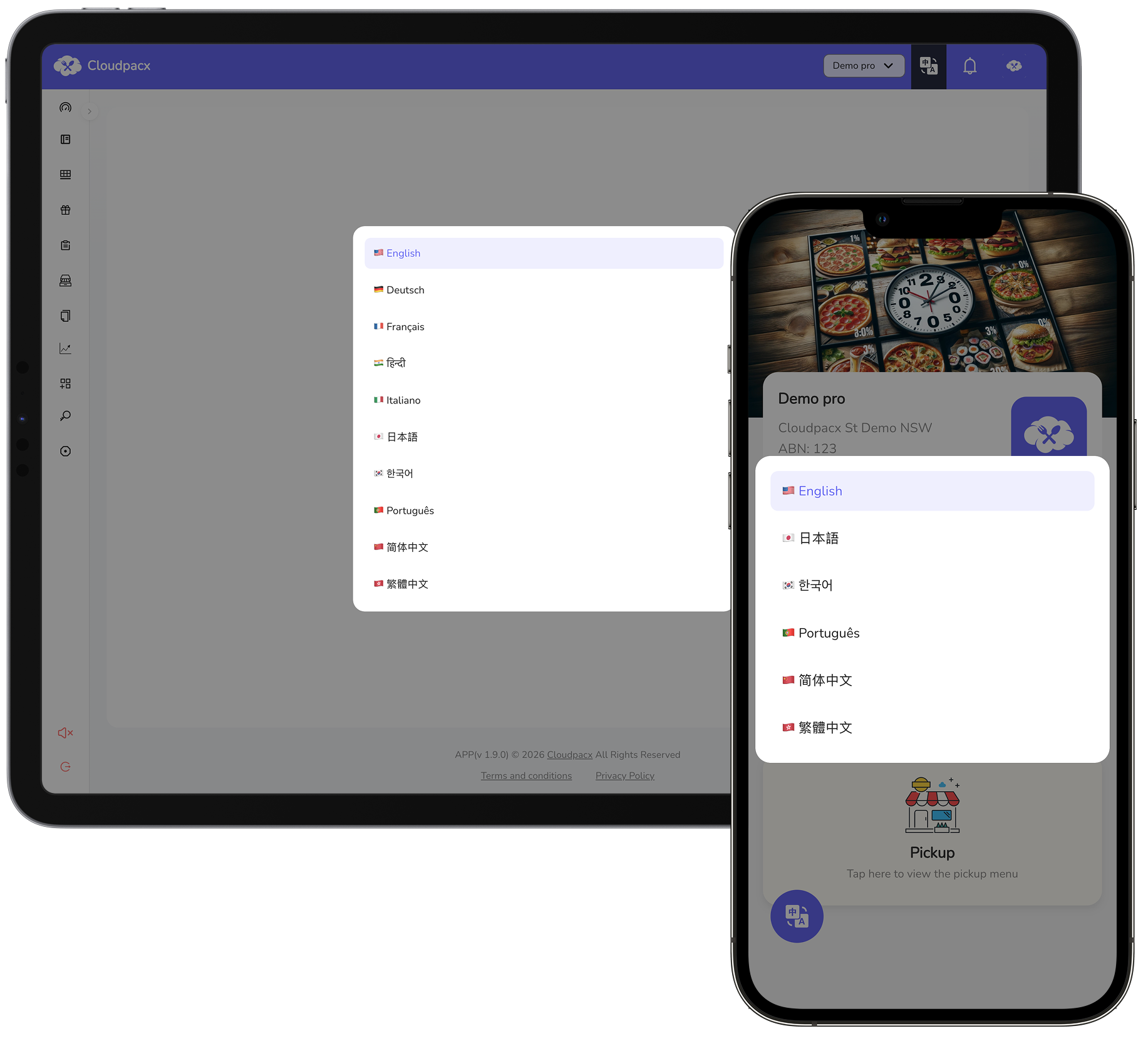 Cloudpacx multilingual ordering support